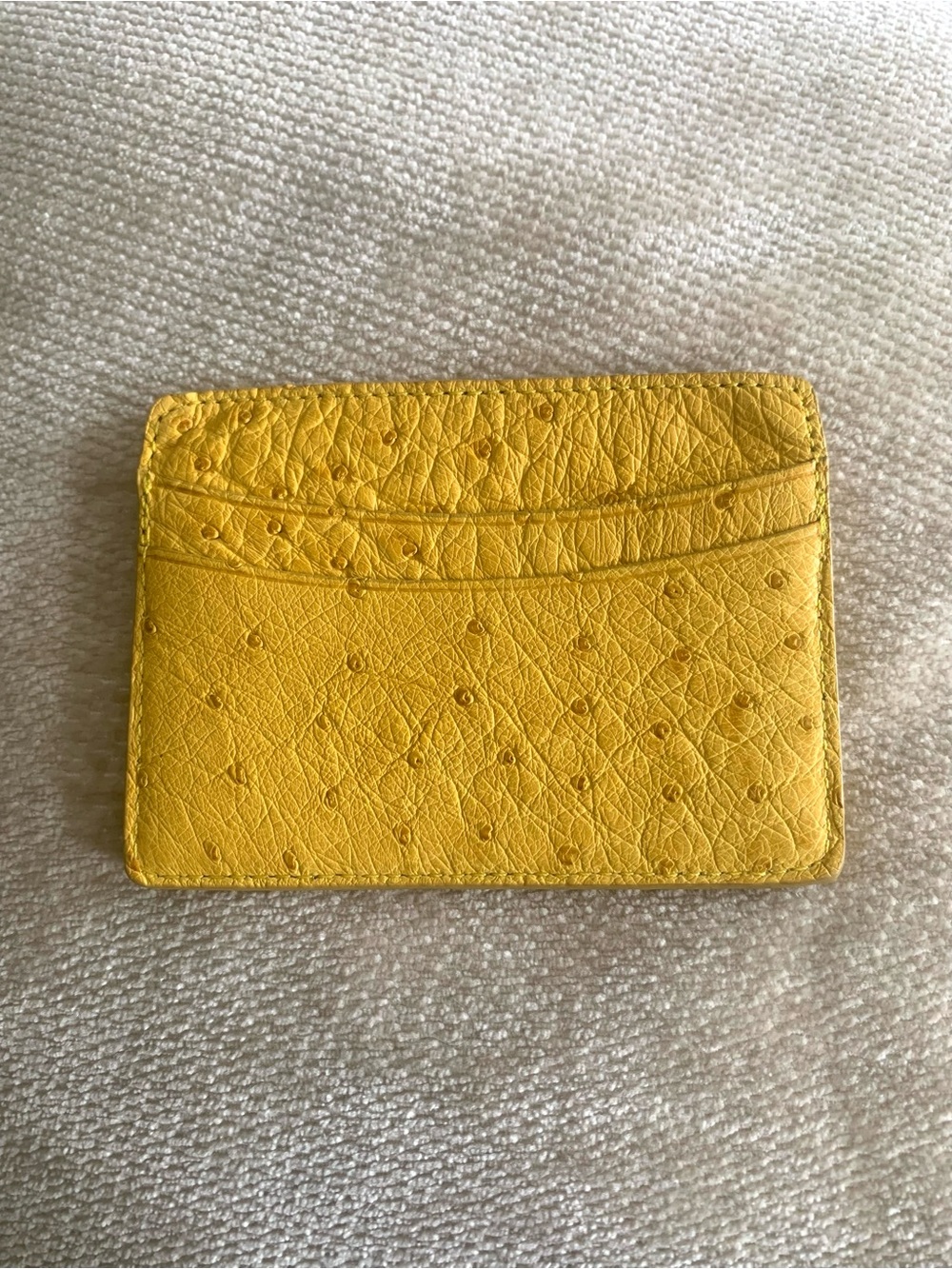 Unisex Yellow Genuine Ostrich Leather 5 Pocket Credit Card Holder USA Made